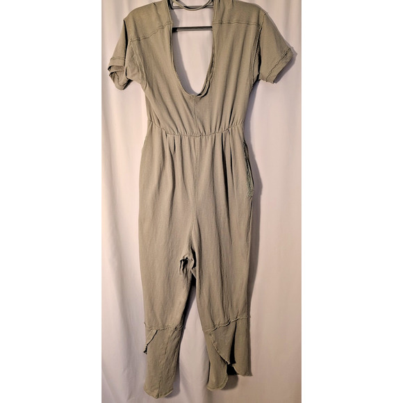 Free People S Good Side Romper lace accents pockets lime green boho - Picture 1 of 11